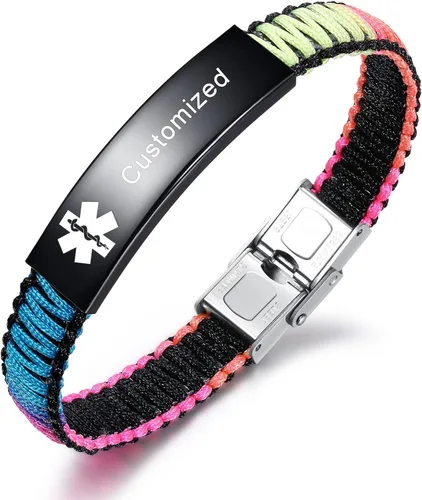 Vista 19 de JF.JEWELRY Pulsera de alerta médica para mujeres T1D T2D Pulsera de identificación de alerta médica para diabetes y epilepsia para niñas y niños