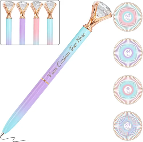 Vista 29 de Bolígrafos personalizados con punta de lápiz capacitivo, bolígrafo de diamante con nombre grabado personalizado, grabado gratis, logotipo Estilo 3