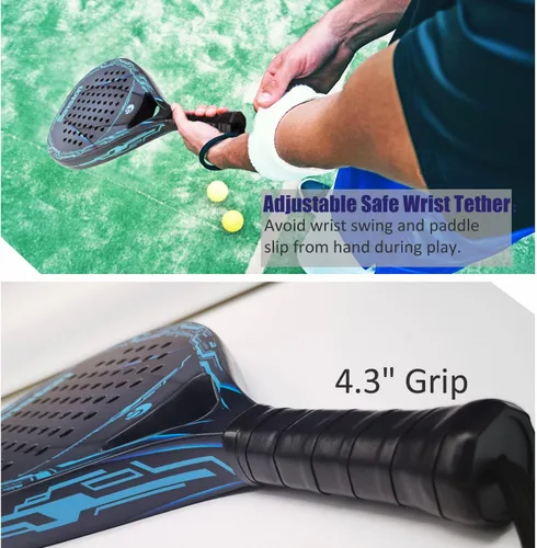 Vista 6 de Senston Raqueta de pádel con superficie de fibra de carbono con núcleo de espuma flexible de memoria EVA, pala de pádel con bolsa de transporte