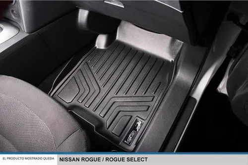 Vista 3 de SMARTLINER Juego de tapetes de piso de ajuste personalizado de 2 filas compatibles con Nissan Rogue 2008-2013