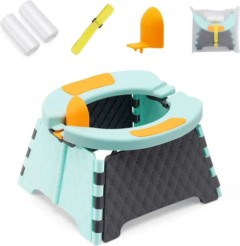 Vista 11 de Asiento de entrenamiento portátil para niños pequeños, inodoro plegable para niños, inodoro plegable para niños, orinal de viaje para automóvil