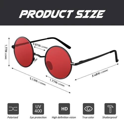 Vista 80 de CGID Gafas de sol unisex polarizadas redondas E01 Lennon