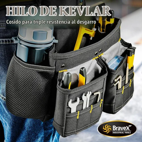 Vista 3 de Bravex - Tirantes de cinturón de herramientas, chaleco de herramientas Pro Ultra 20 bolsas estilo Y, 5 combo delantal bolsa de herramientas