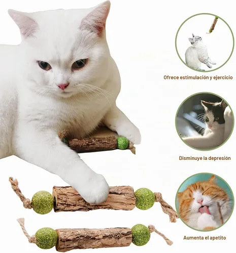 Vista 2 de Silvervine Sticks - Juguetes de hierba gatera para gatos, paquete de 3, juguete interactivo para gatos de interior para limpieza de dientes
