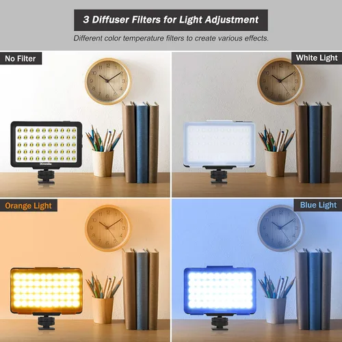 Vista 4 de Commlite CM-L50 - Luz LED de video para cámara, 50 LED 5700-6000 K, regulable, mini panel de luz para smartphones y cámaras, apto para Canon, Sony