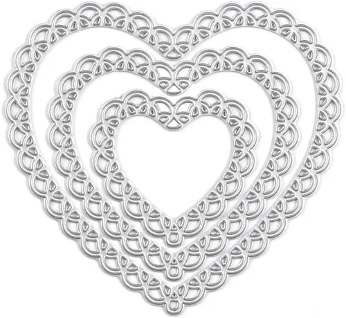 Vista 8 de 4 troqueles de corte de metal con fondo de corazón de San Valentín para suministros de fabricación de tarjetas, troqueles para el día de San 4