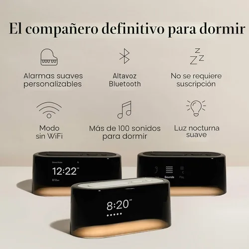 Vista 2 de Loftie Reloj despertador con máquina de sonido – Reloj despertador inteligente con luz nocturna, ruido blanco, altavoz Bluetooth, más de 100 sonidos