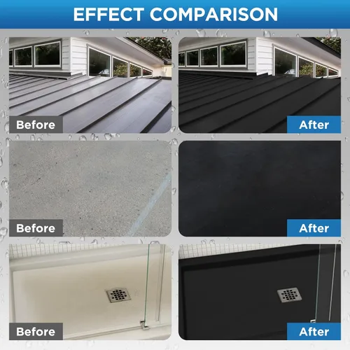Vista 6 de Sellador impermeable negro, revestimiento impermeable de 35 onzas, revestimiento de reparación de fugas para planos, metal, techos, cimientos