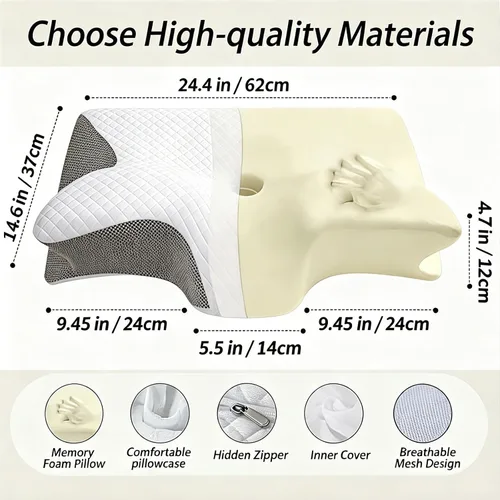 Vista 2 de Almohada cervical ergonómica - Almohada cervical de espuma viscoelástica Negro
