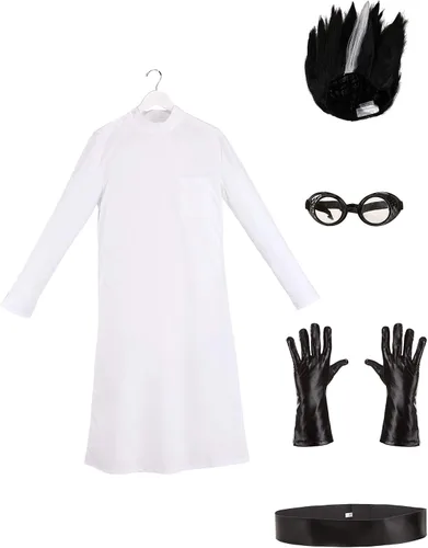 Vista 4 de Disfraz de científico loco de lujo para adultos, disfraz de científico loco, peluca, gafas