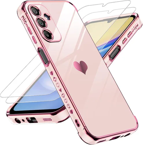 Vista 113 de LeYi Funda para Motorola-G 2025: Love Heart Plating Luxury, Negro
