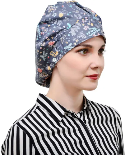 Vista 5 de Juego de 3 gorros estilo bouffant de algodón, con banda para el sudor