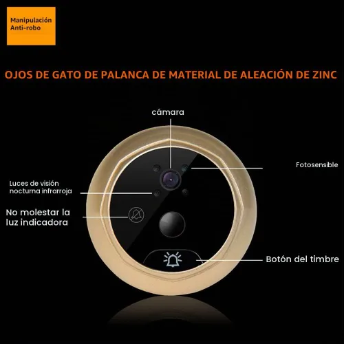 Vista 4 de Visor de puerta inteligente, timbre de video con pantalla LCD de 2.4 pulgadas, timbre de puerta inteligente, cámara de seguridad de mirilla