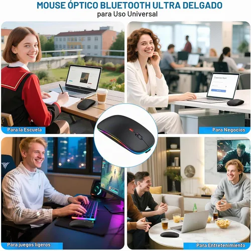 Vista 8 de Ratón inalámbrico LED Bluetooth para MacBook Air Mac Pro Laptop iPad-Negro