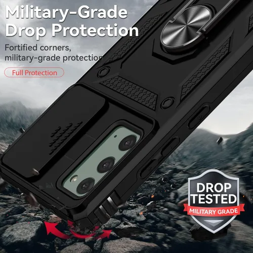 Vista 5 de Funda para Samsung Galaxy Note 20 con cubierta para lente de cámara, protector de pantalla HD, resistente a caídas de grado militar, soporte