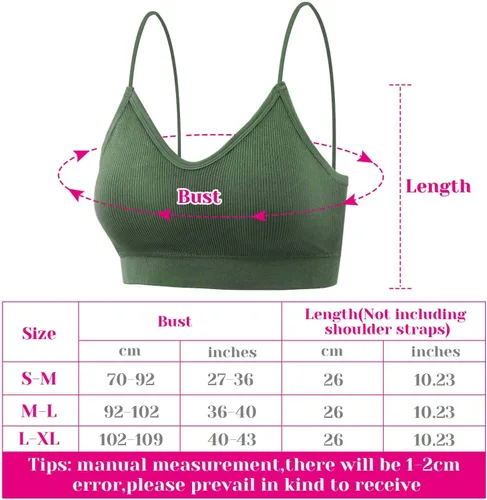 Vista 5 de Selizo Bralettes acolchadas para mujer, 6 piezas de sujetadores deportivos para mujer, paquete de 6 piezas de sujetador con cuello en V Cami Bando