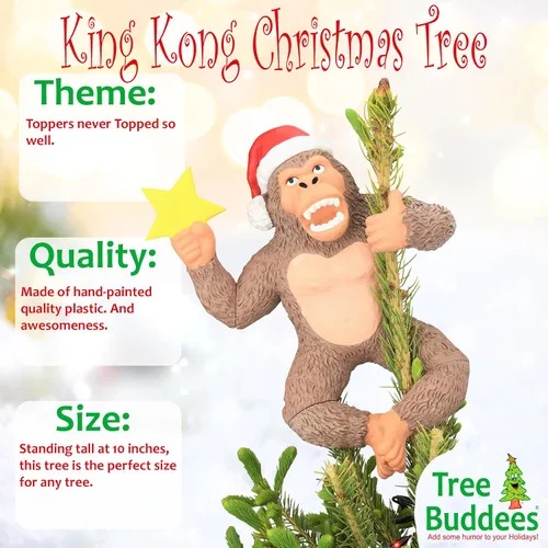 Vista 2 de Tree Buddees King Kong Climbing The Tree - Decoración para árbol de Navidad, grande, 10 pulgadas