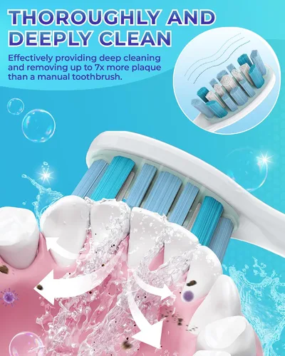 Vista 2 de Cabezales de cepillo de dientes de repuesto para cepillos de dientes Philips Sonicare con clic: paquete de 10 cabezales de cepillo eléctrico