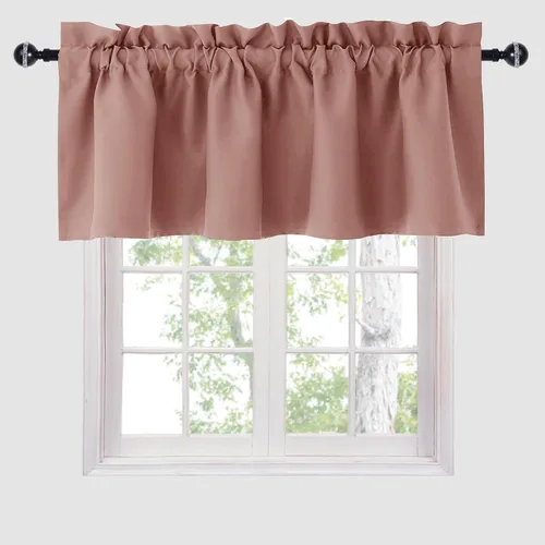 Vista 14 de Hiasan Cortinas opacas con cenefa para oscurecimiento sólido de habitación, cenefas con bolsillo para barra, para ventanas, 42 x 12 pulgadas