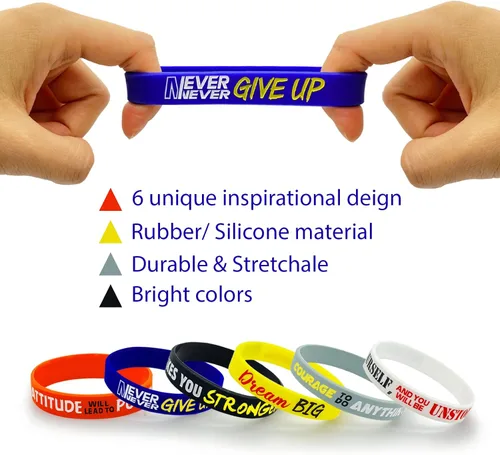 Vista 3 de 30 pulseras de goma inspiradoras con citas motivacionales, pulseras de silicona para adultos, pulseras elásticas de goma, regalos motivacionales