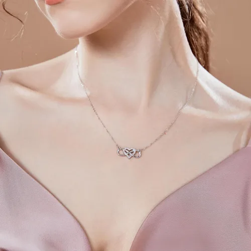 Vista 2 de Collar de plata para mujer, collar de corazón, delicado collar de plata de ley, collar de cadena de plata de ley