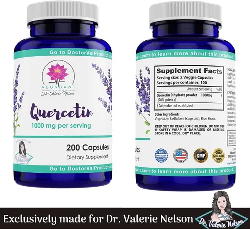 Vista 2 de Quercetina 500 mg - 200 Cápsulas - Absolute Best Value en Amazon - 2 cápsulas es 1,000 mg - Formulado en los Estados Unidos