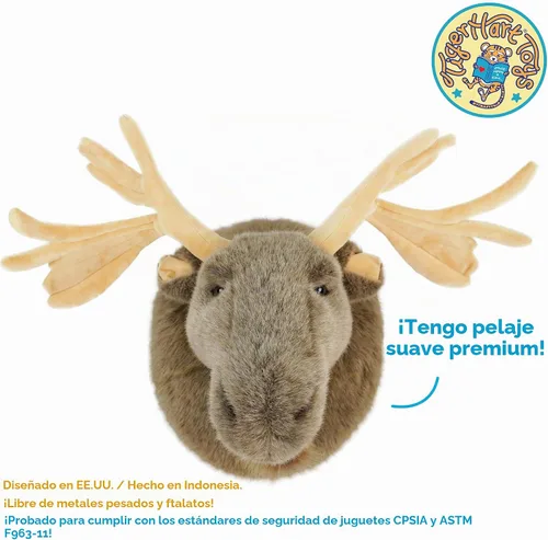 Vista 4 de TigerHart Muscovy The Moose - 24 pulgadas (con cuernos) Cabeza de peluche grande Trofeo de montaje en pared