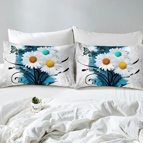 Vista 5 de Erosebridal Juego de sábanas turquesa tamaño individual para niñas y mujeres, juego de sábanas color verde azulado y gris degradado para adultos