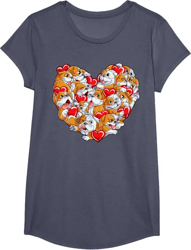 Vista 14 de Camiseta inglesa para el día de San Valentín con diseño de corazón y perro amante de los niños Negro
