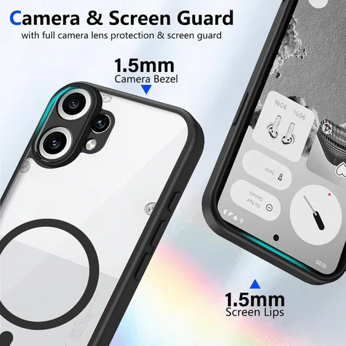 Vista 683 de Funda magnética transparente compatible con Xiaomi 17T, color negro 2 en 1 PC + TPU cubierta de teléfono a prueba de golpes, carcasa protectora