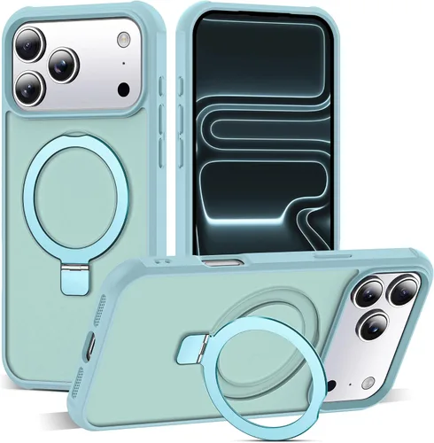 Vista 10 de SKYLMW - Funda compatible con iPhone 11 de 6.1 pulgadas, con soporte magnético invisible tipo anillo, funda translúcida de grado militar, compatible