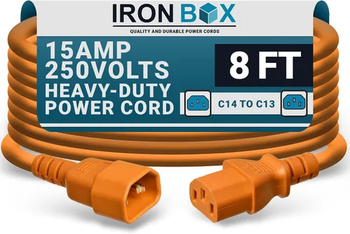 Vista 38 de IronBox Electric - Cable de Alimentación C14 a C13 de Servicio Pesado, 15A, 250V, Cable de Extensión para Computadora 14/3 AWG - Cables