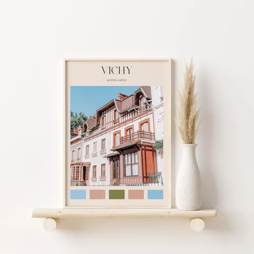 Vista 3 de Impresión Vichy, arte de pared de Vichy, póster de Vichy, foto de Vichy, impresión de póster de Vichy, decoración de pared de Vichy, póster de viaje