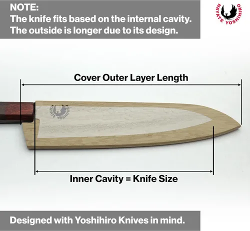 Vista 6 de Yoshihiro Protector magnético de hoja de madera de roble Saya para cuchillo Gyuto 7 IN (7.087 in)