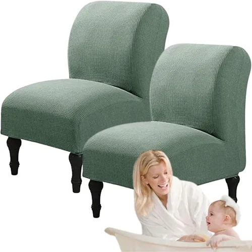 Vista 50 de Fundas elásticas para silla sin brazos, extraíbles y lavables, de elastano jacquard sin reposabrazos, protector de muebles para sala de estar, Verde