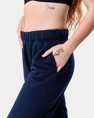 Vista 2 de Kamo Fitness CozyTec - Pantalones deportivos de cintura alta para mujer, holgados cómodos pantalones de descanso con bolsillos hechos de forro polar