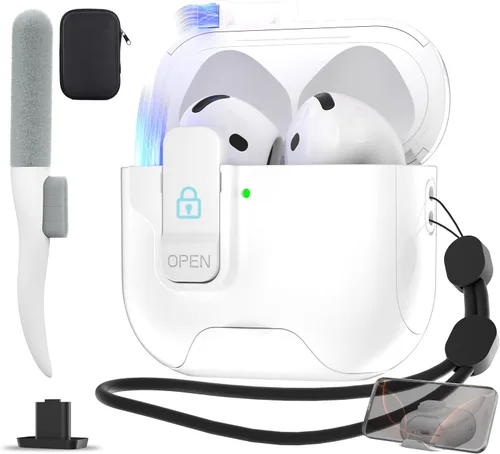 Vista 31 de Maxjoy Funda protectora para AirPods Pro 3 con kit de limpieza, funda rígida militar con bloqueo que absorbe los golpes, azul oscuro