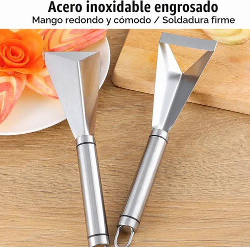 Vista 5 de Cuchillo para tallar frutas, acero inoxidable antideslizante cuchillas de grabado herramienta para tallar frutas, herramienta de cuchillo de canal