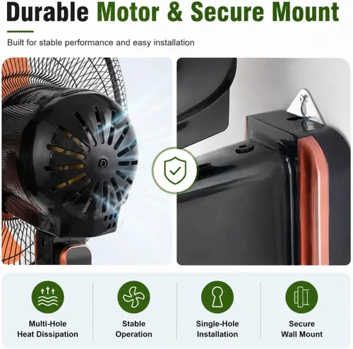 Vista 8 de Ventilador solar de 16 pulgadas con aspas de aluminio, ventilador solar para gallinero con batería con cable de control de 3 velocidades para Negro