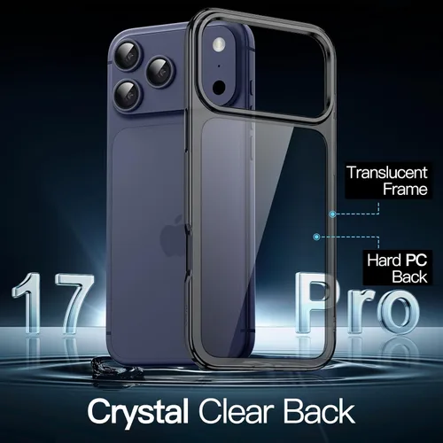 Vista 3 de JETech Funda para iPhone 17 Pro de 6.3 pulgadas, no amarillenta a prueba de golpes, parte trasera transparente antiarañazos (negro)