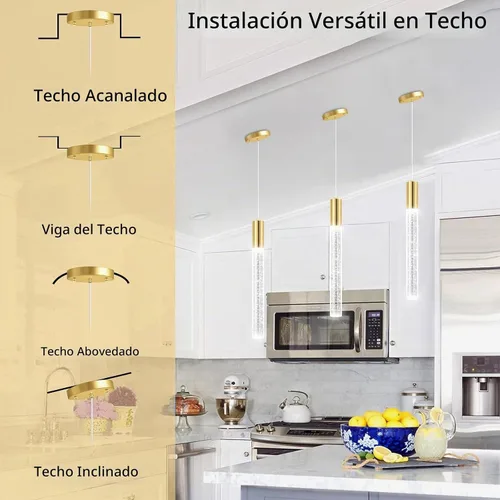 Vista 3 de 3 Packs Pendant Lights for Kitchen Island Independent LED Light Modern Dimmable Lights Pendant Lighting Fixtures for Dining Room Bedroom Hanging