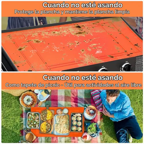 Vista 2 de Blackstone Funda de silicona para parrilla de 36 pulgadas, fácil de cortar para adaptarse a 36, 30, 28, 22 pulgadas, Blackstone alfombrilla