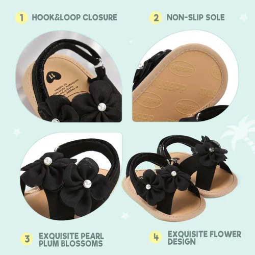 Vista 6 de Sandalias de verano para bebés y niñas, zapatos de vestir de princesa para boda, suela suave, zapatos de bebé para niña recién nacida