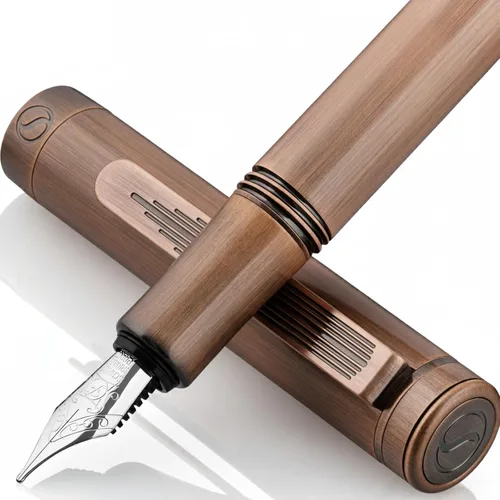 Vista 31 de Scriveiner Pluma Estilográfica EDC de Lujo (Mediana), Impresionante Pluma de Bolsillo Negra de Lujo, Chapado en Oro Real, Plumín Dorado Schmidt 1.