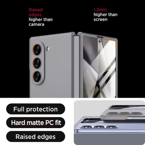 Vista 7 de Miimall Funda ultradelgada para Galaxy Z Fold 6, funda de cuerpo completo con protector de pantalla integrado, apto para bolsillo, a prueba de Gris