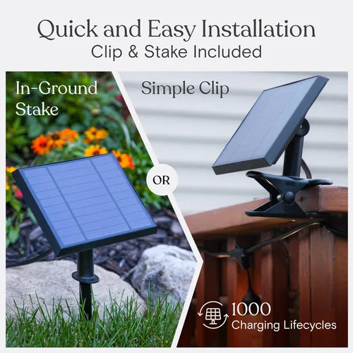 Vista 4 de Brightech Ambience Pro - Cadena de luces solares de 27 pies para exteriores, luces de patio impermeables de grado comercial con bombillas Edison