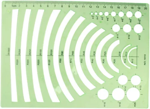 Vista 3 de Plantillas de dibujo de geometría reglas de plástico verde transparente multifunción para diseño de oficinas, encofrados de edificios escolares, 1