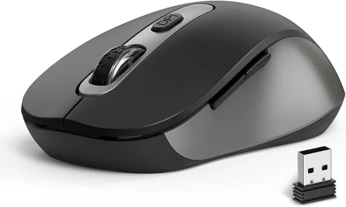 Vista 10 de Mouse inalámbrico para laptop, PC, Chromebook, Mac, MacBook, mouse inalámbrico silencioso con receptor USB nano, botón lateral, 2400 DPI, rodillo