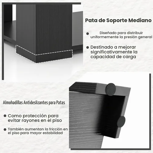 Vista 8 de GOFLAME Mesa auxiliar con almacenamiento, mesa central moderna para espacios pequeños, mesas de té decorativas para sala de estar, sala de Negro