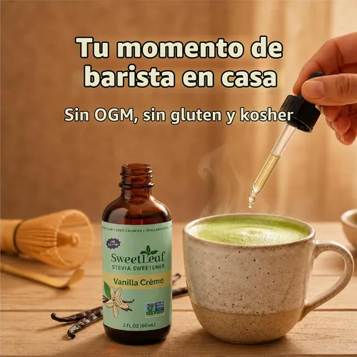 Vista 7 de Edulcorante líquido Sweet Drops de stevia, crema de vainilla, de la marca SweetLeaf